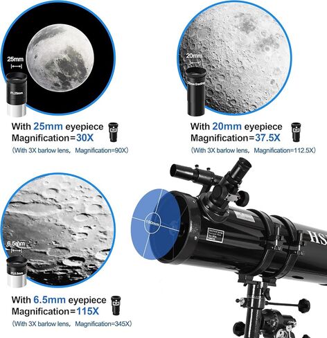 150EQ High-Power Reflector Telescope for Adults – Manual Equatorial Mount, Phone Adapter, Steel Tripod, Filters and Carry Case in Kuwait