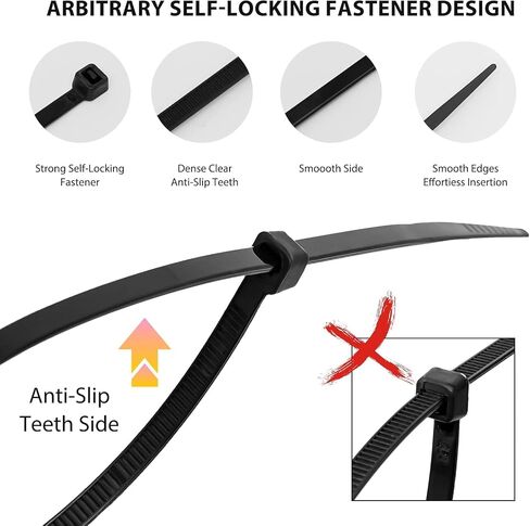 Cable Zip Ties,400 Pack Black Assorted Sizes 12+8+6+4 Inch,Multi-Purpose Self-Locking Nylon Cable Cord Management,Plastic Wire Ties for Home,Office,Garden,Workshop. By HAVE ME TD in Saudi Arabia