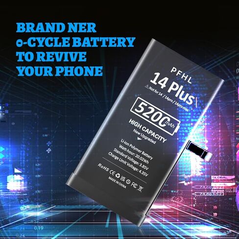 Battery for iPhone 14 Plus, 5200mAh Upgraded Higher Capacity 0 Cycle Battery Replacement for iPhone 14 Plus, Model A2632, A2885, A2886, A2887, A2896 with Complete Repair Tool Kit in Kuwait