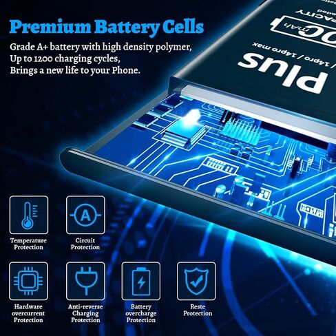 Battery for iPhone 14 Plus, 5200mAh Upgraded Higher Capacity 0 Cycle Battery Replacement for iPhone 14 Plus, Model A2632, A2885, A2886, A2887, A2896 with Complete Repair Tool Kit in Kuwait