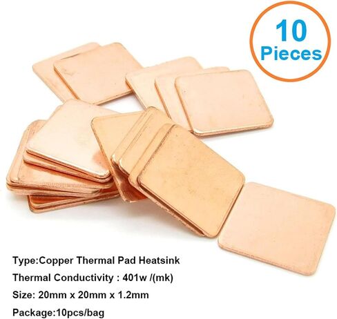 10pcs 20x20x1.2mm DIY Copper Spacer Heat Sink Thermal Pad Cooling for PS2 3 4 BGA CPU VGA Chip RAM IC Cooler in Saudi Arabia
