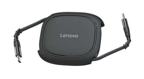 Lenovo 240W USB-C Retractable Cable, PD Fast Charging USB-C to USB-C, Smart Retractable Design, 1.2m (3.94 Ft), 480Mbps Data Transfer, Compact Portable Charger Cable for Laptop Tablet Phone, Black in Saudi Arabia