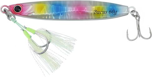 Easy Catch Fishing Jigs Saltwater Laser Lures Jigs Vertical Jigging Spoon Baits for Boat Fishing with Treble Hooks and Double Assist Hook Ideal for Tuna Grouper Snapper Salmon Bass Rockfish Lingcod in Saudi Arabia
