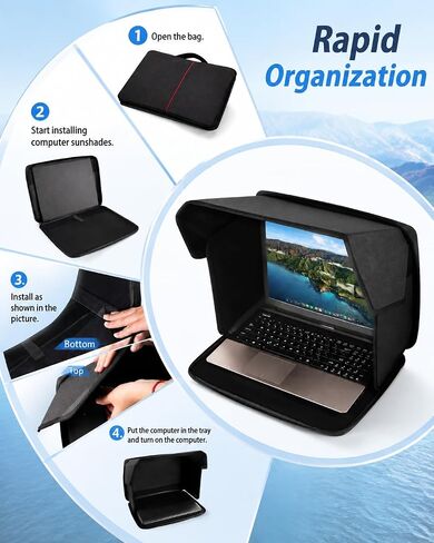 Foldable Laptop Sun Shade, Fits 13-16 inch Laptop, UV-Heat Reflective & Water-Resistant Material, Easy to Carry Computer Case for Working Outside,Travel, Beach in Kuwait