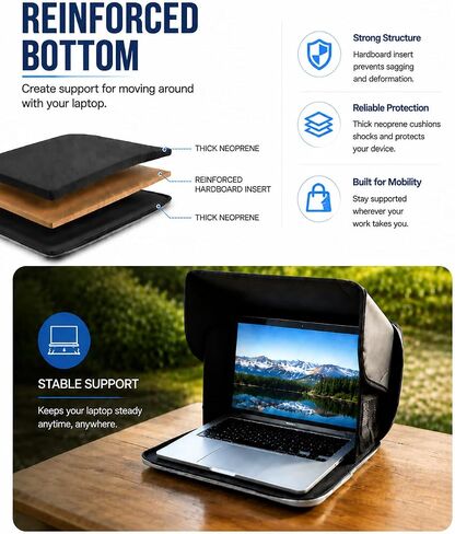 Foldable Laptop Sun Shade, Fits 13-16 inch Laptop, UV-Heat Reflective & Water-Resistant Material, Easy to Carry Computer Case for Working Outside,Travel, Beach in Kuwait