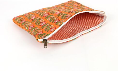 Natriel Handcrafted Coral Bloom Quilted, Cotton Fabric Sleeves/Cover| Padded Inner Lining | Washable Foaming Sheet |Multipurpose Pouch/Bag/Tablet,ipad Cover| Zip Closure in Kuwait