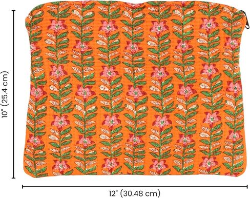 Natriel Handcrafted Coral Bloom Quilted, Cotton Fabric Sleeves/Cover| Padded Inner Lining | Washable Foaming Sheet |Multipurpose Pouch/Bag/Tablet,ipad Cover| Zip Closure in Kuwait
