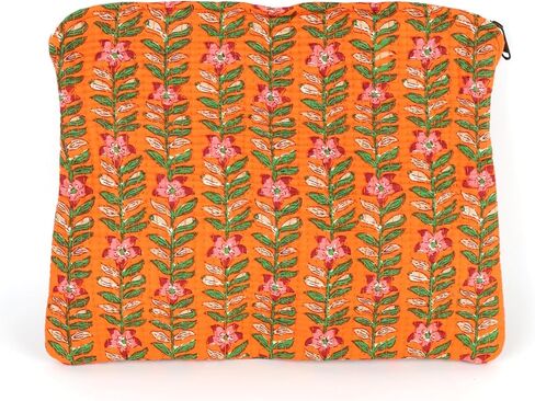 Natriel Handcrafted Coral Bloom Quilted, Cotton Fabric Sleeves/Cover| Padded Inner Lining | Washable Foaming Sheet |Multipurpose Pouch/Bag/Tablet,ipad Cover| Zip Closure in Kuwait