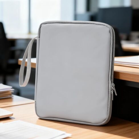 Tablet Sleeve for 12.9 in Devices, Multi-Pocket Protective Tablet Bag with PU Mouse Pad Surface, Lightweight, Lanyard Handle, Secure Zipper, Gray, 9.1 x 1.2 x 12.2 in / 23 x 3 x 31 cm in Saudi Arabia