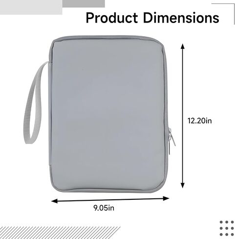 Tablet Sleeve for 12.9 in Devices, Multi-Pocket Protective Tablet Bag with PU Mouse Pad Surface, Lightweight, Lanyard Handle, Secure Zipper, Gray, 9.1 x 1.2 x 12.2 in / 23 x 3 x 31 cm in Saudi Arabia