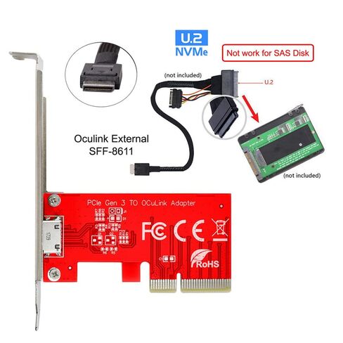 PCI-E 3.0 Express 4.0 x4 to Oculink External SFF-8612 SFF-8611 Host Adapter for PCIe SSD with Bracket in Saudi Arabia