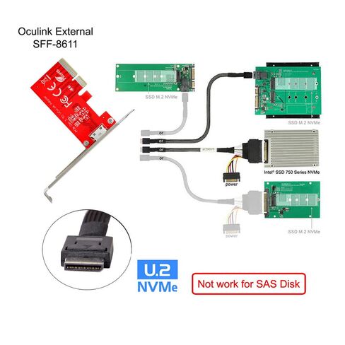PCI-E 3.0 Express 4.0 x4 to Oculink External SFF-8612 SFF-8611 Host Adapter for PCIe SSD with Bracket in Saudi Arabia