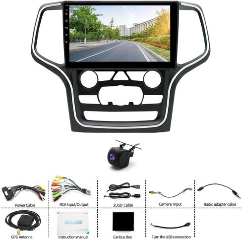 Double Din Car Stereo for Jeep Grand Cherokee 2014-2022 10 Inch Touch Screen Android 12 Car Audio Multimedia Receiver with CarPlay Android Auto GPS Radio Navigation Bluetooth Camera(2+32G) in Saudi Arabia