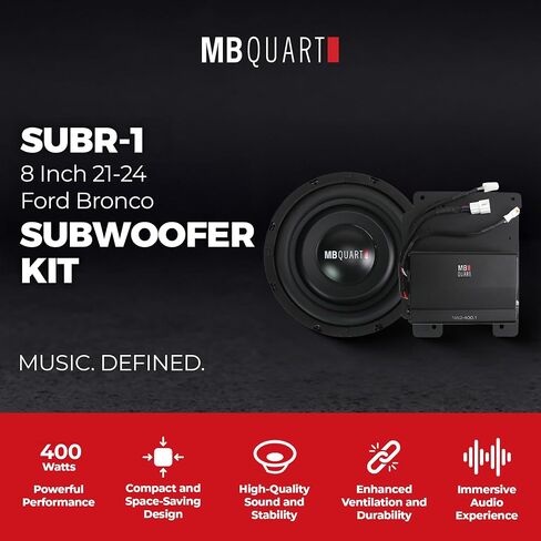 MB Quart 8" Subwoofer Upgrade for 21-24 Ford Bronco, Tuned Audio Package with Specific Long-Throw High Output and 50-250Hz Frequency Response, 400W in Saudi Arabia