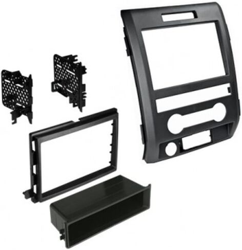 American International Ford F-150 (2009-2014 All Trim Levels) Double DIN or Single ISO with Pocket Radio Dash Kit, Retains SWC & OEM Amplifier, Car Audio Harness & Antenna Adapter Included, Black in Saudi Arabia
