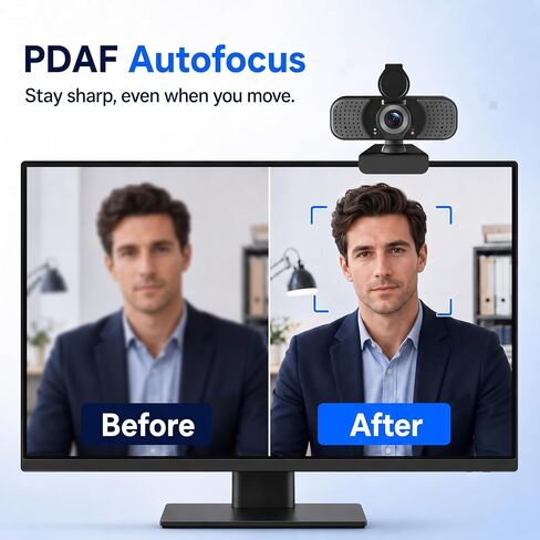 4K UHD Webcam with PDAF Autofocus, Dual Mics, Privacy Cover and Tripod in Saudi Arabia