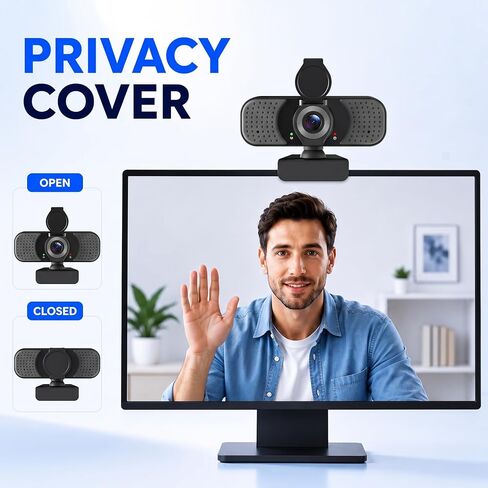 4K UHD Webcam with PDAF Autofocus, Dual Mics, Privacy Cover and Tripod in Saudi Arabia