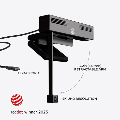 iContact Camera Pro 4K HD Webcam with Eye Contact, Noise Cancelling Mic, Plug and Play USB for Mac & PC Zoom Certified, Works with Teams, Meet, Streaming, and Video Calls (4K Pro Webcam) in Saudi Arabia
