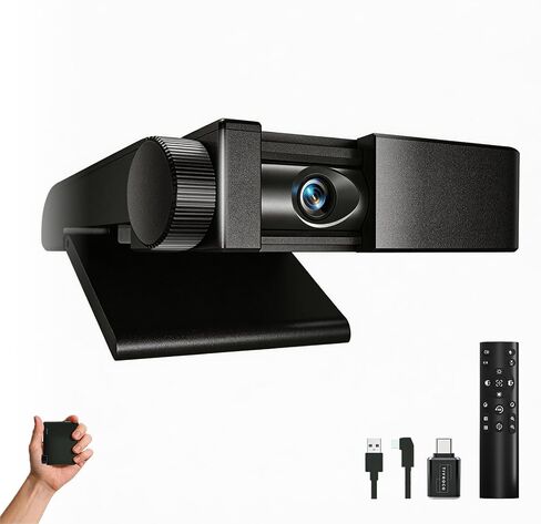 4K Webcam - Digital Condenser Microphone, 1/2.55" Sensor, Autofocus, 10x Zoom, Privacy Cover, Plug and Play, Ultra Compact USB Laptop/Mac/PC Web Cam, Suitable for Desktops/ Zoom/ Streaming(Black) in Saudi Arabia