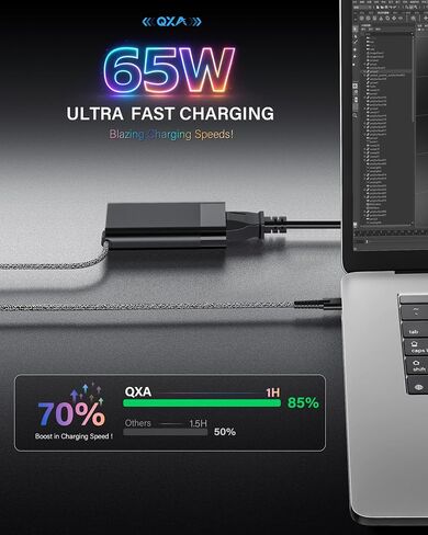 NYV 65W USB C Laptop Charger Compatible with HP Spectre x360 EliteBook Envy Pavilion Chromebook Elite x2 Zbook ProBook Omnibook, New Slim 65W Laptop Charger USB C Type C AC Adapter Power in Saudi Arabia