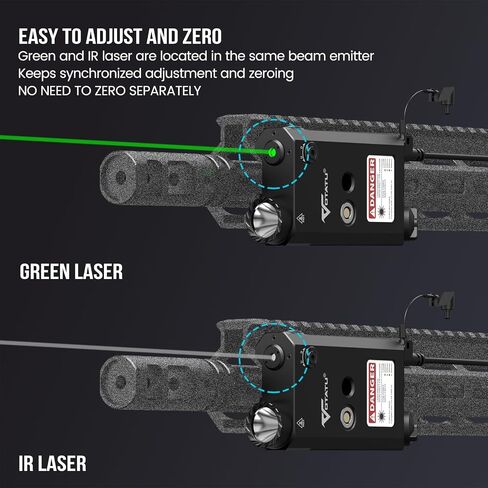VOTATU V840 Laser Light Combo, Green/IR Laser 1500LM Flashlight for Rifle AR, Dual-Laser from One Output, Laser Flashlight Combo with Pressure Switch, Compatible with M-LOK Picatinny Rail in Saudi Arabia