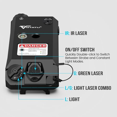 VOTATU V840 Laser Light Combo, Green/IR Laser 1500LM Flashlight for Rifle AR, Dual-Laser from One Output, Laser Flashlight Combo with Pressure Switch, Compatible with M-LOK Picatinny Rail in Saudi Arabia