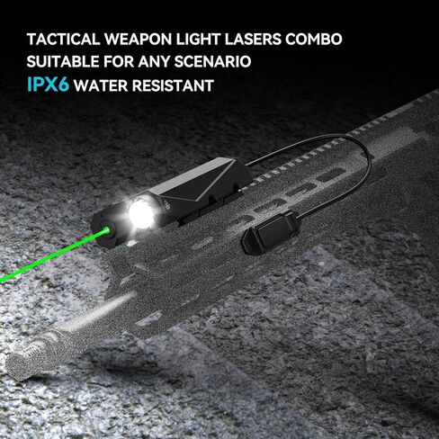 VOTATU V840 Laser Light Combo, Green/IR Laser 1500LM Flashlight for Rifle AR, Dual-Laser from One Output, Laser Flashlight Combo with Pressure Switch, Compatible with M-LOK Picatinny Rail in Saudi Arabia