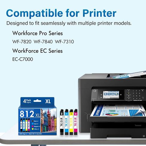 Remanufactured for 812XL Ink Cartridges Combo Pack for 812 for Epson WF7840 in Kuwait