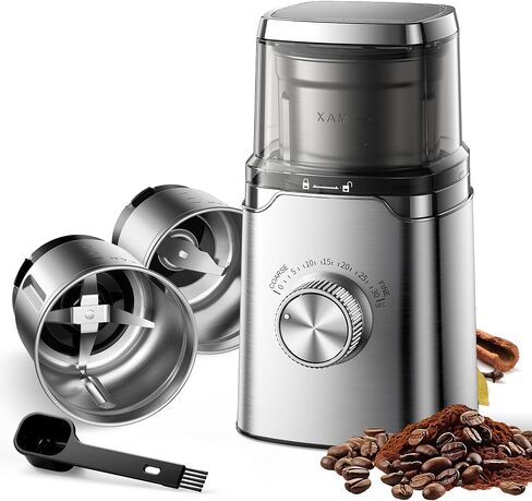SHARDOR Electric Blade Coffee Grinder, Timed Grind Control Rotary Knob, All-stainless steel shell,Adjustable,for Coffee Beans, Spices & Herbs, with 1 Removable Stainless Steel Bowl,Sliver in Kuwait
