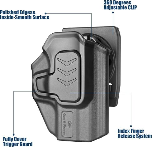 GUN & FLOWER OWB Holster for Smith & Wesson Bodyguard 2.0, Outside Waistband Holster with Level II Retention, Fixed Belt Clip for 1.5" Belts, RDS Ready in Kuwait