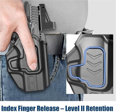 GUN & FLOWER OWB Holster for Smith & Wesson Bodyguard 2.0, Outside Waistband Holster with Level II Retention, Fixed Belt Clip for 1.5" Belts, RDS Ready in Kuwait