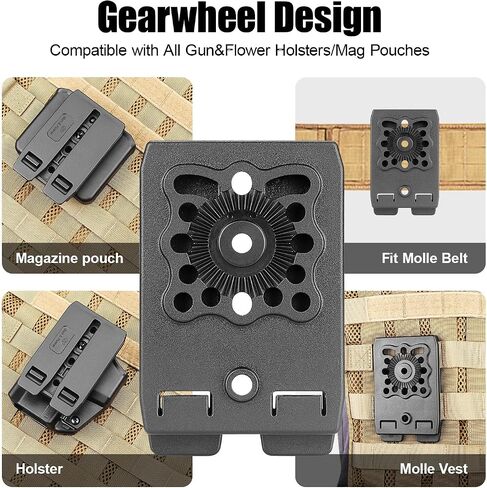 GUN & FLOWER 3-Inch Molle Adapter Clip for Holsters, Mag Pouches, Taser x7/X26P Cases, Vests & Backpacks – Mounting Hardware Included in Kuwait
