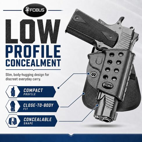 حافظة Fobus R1911 Evolution تناسب مسدسات 1911 مع السكك الحديدية، اليد اليمنى مع مجداف in Kuwait