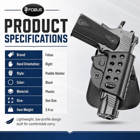 حافظة Fobus R1911 Evolution تناسب مسدسات 1911 مع السكك الحديدية، اليد اليمنى مع مجداف in Kuwait