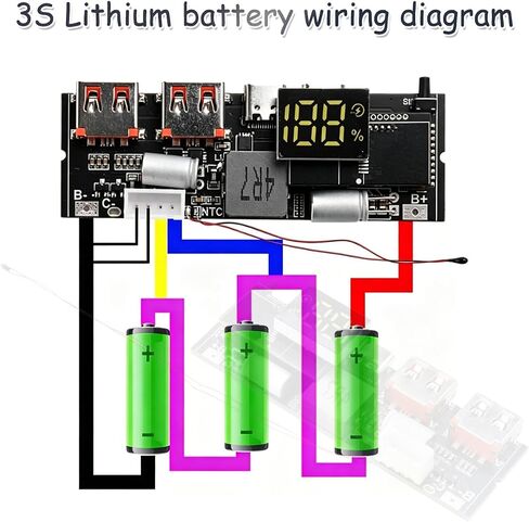 ZORZA 1Pcs PD 65W Two-Way Fast Charge Power Bank Module Circuit Board with Equalizer Cable QC3.0 3S Compatible Comprehensive Safety Protections Low Ripple Output in Kuwait