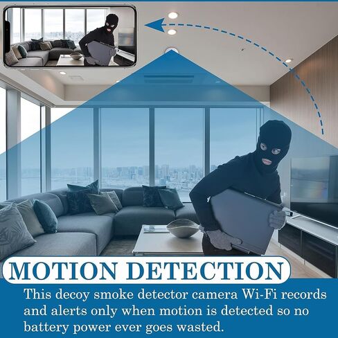 Security Camera Smoke Detector Camera 1080P WiFi Indoor Hidden with Night Vision Motion Detection Real-Time for Home Office Safety in Kuwait