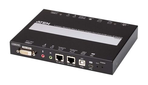 ATEN 1-Local/Remote Share Access Single Port DVI KVM Over IP, W125663834 (Single Port DVI KVM Over IP Switch CN9600-AT-G, 1920 x 1200 Pixels, Ethernet LAN, 5.55 W, Black) in Kuwait