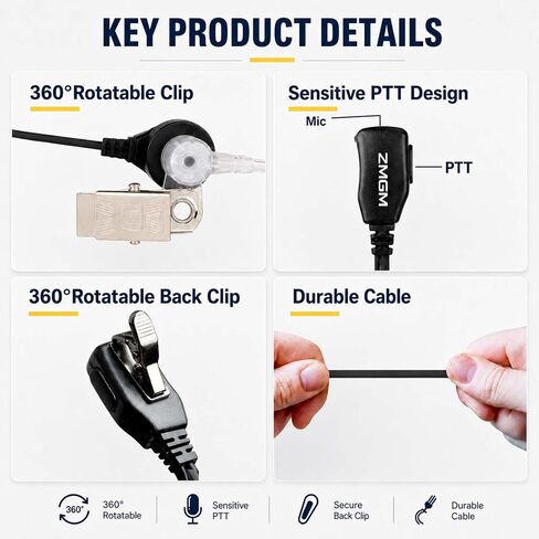 K-Type 2-Pin Acoustic Tube Earpiece with PTT Mic for Baofeng UV-5R/UV-82 in Kuwait