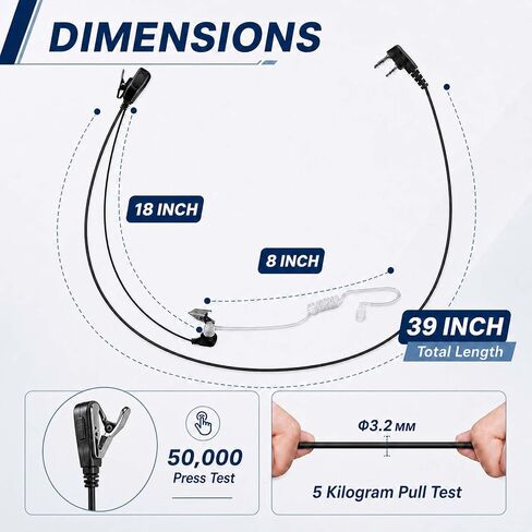 K-Type 2-Pin Acoustic Tube Earpiece with PTT Mic for Baofeng UV-5R/UV-82 in Kuwait
