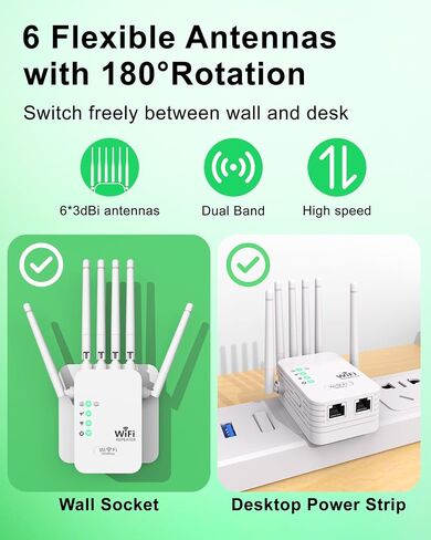 Wireless WiFi Extender Dual Band with 6 Antennas for Home Network in Kuwait