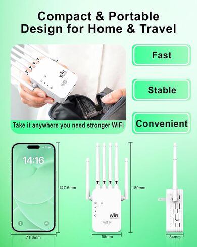 Wireless WiFi Extender Dual Band with 6 Antennas for Home Network in Kuwait