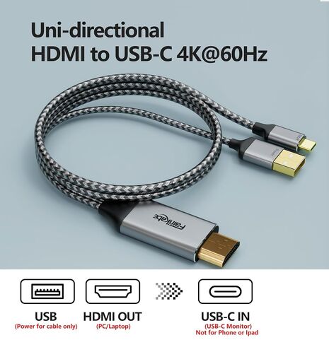 HDMI to USB-C Adapter Cable 6.6FT 4K60Hz for AR Glasses & Displays in Kuwait