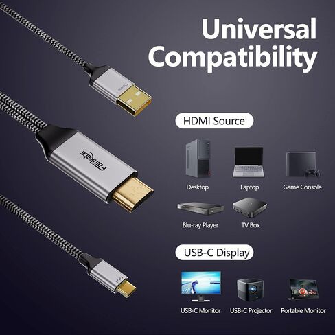 HDMI to USB-C Adapter Cable 6.6FT 4K60Hz for AR Glasses & Displays in Kuwait