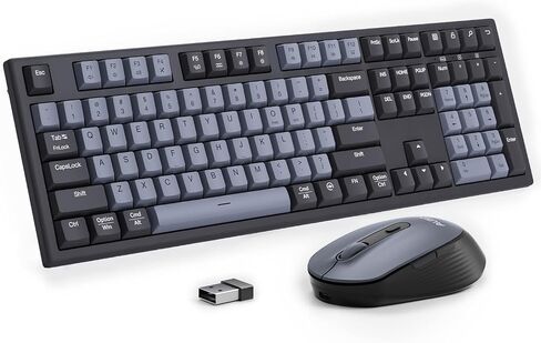 AUSDOM Wireless Keyboard and Mouse Combo - 108 Keys Mechanical Feel, 2.4G Full-Sized Rechargeable Silent Keyboard & 3 DPI Adjustable Mouse, Numeric Keypad, USB Receiver for PC/Laptop/Windows/Mac in Saudi Arabia