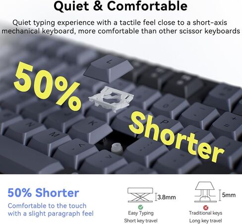 AUSDOM Wireless Keyboard and Mouse Combo - 108 Keys Mechanical Feel, 2.4G Full-Sized Rechargeable Silent Keyboard & 3 DPI Adjustable Mouse, Numeric Keypad, USB Receiver for PC/Laptop/Windows/Mac in Saudi Arabia