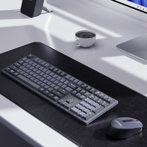 AUSDOM Wireless Keyboard and Mouse Combo - 108 Keys Mechanical Feel, 2.4G Full-Sized Rechargeable Silent Keyboard & 3 DPI Adjustable Mouse, Numeric Keypad, USB Receiver for PC/Laptop/Windows/Mac in Saudi Arabia