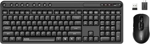 ZODE KM270S Wireless Keyboard and Mouse Combo for Windows, 2.4GHz Wireless, Compact Mouse, 9 Multimedia and Shortcut Keys, 1-Year Battery Life, for PC, Laptop - Black in Saudi Arabia