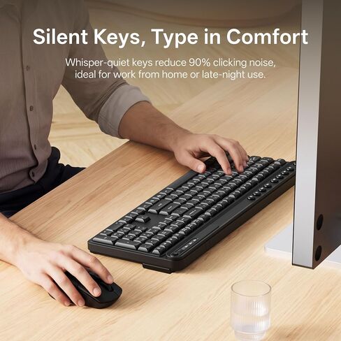 ZODE KM270S Wireless Keyboard and Mouse Combo for Windows, 2.4GHz Wireless, Compact Mouse, 9 Multimedia and Shortcut Keys, 1-Year Battery Life, for PC, Laptop - Black in Saudi Arabia
