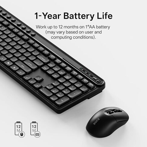 ZODE KM270S Wireless Keyboard and Mouse Combo for Windows, 2.4GHz Wireless, Compact Mouse, 9 Multimedia and Shortcut Keys, 1-Year Battery Life, for PC, Laptop - Black in Saudi Arabia