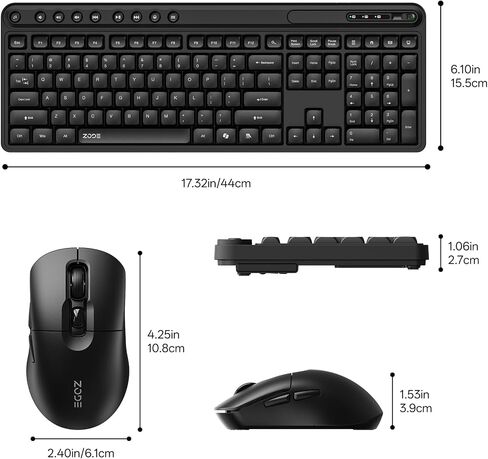 ZODE KM270S Wireless Keyboard and Mouse Combo for Windows, 2.4GHz Wireless, Compact Mouse, 9 Multimedia and Shortcut Keys, 1-Year Battery Life, for PC, Laptop - Black in Saudi Arabia